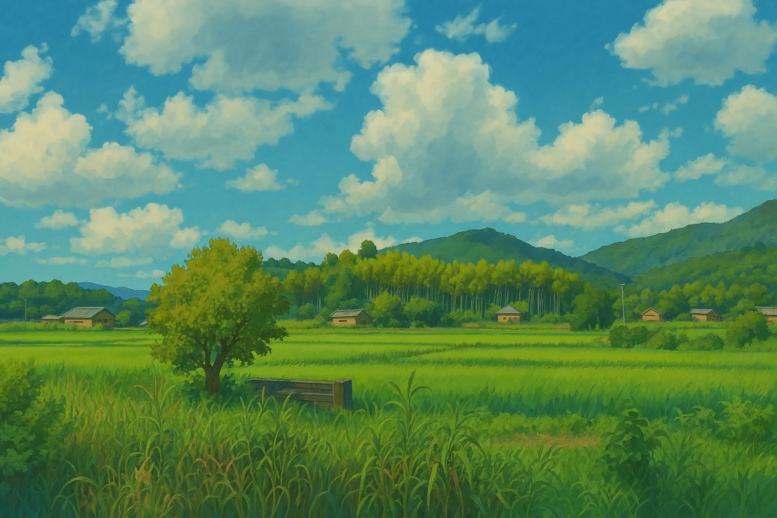 after studio ghibli ai change, the blue sky and white clouds scenery now has a light and dreamy feel, like in a Hayao Miyazaki comic