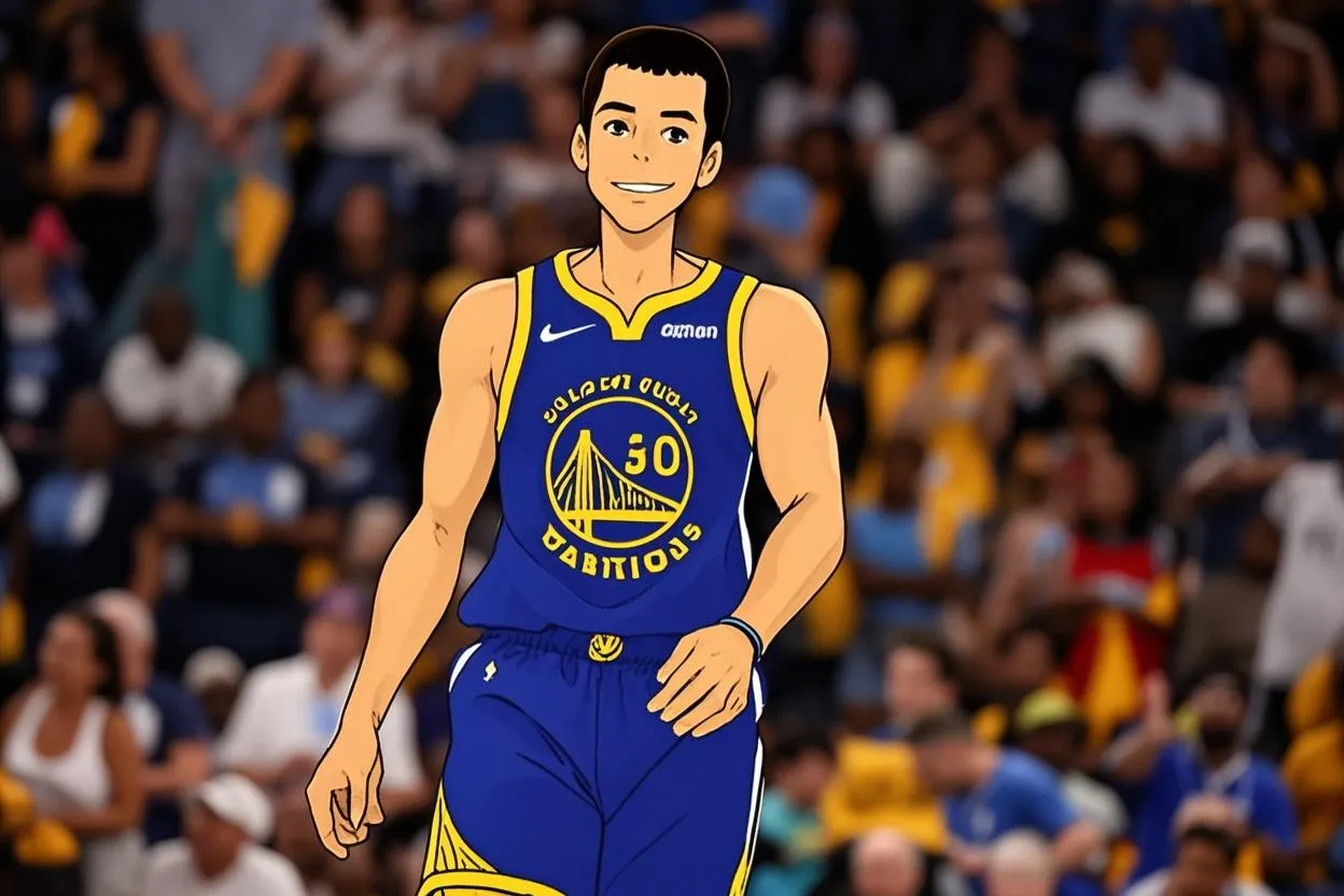 after studio ghibli ai conversion, Curry in a blue jersey becomes the main character in an anime